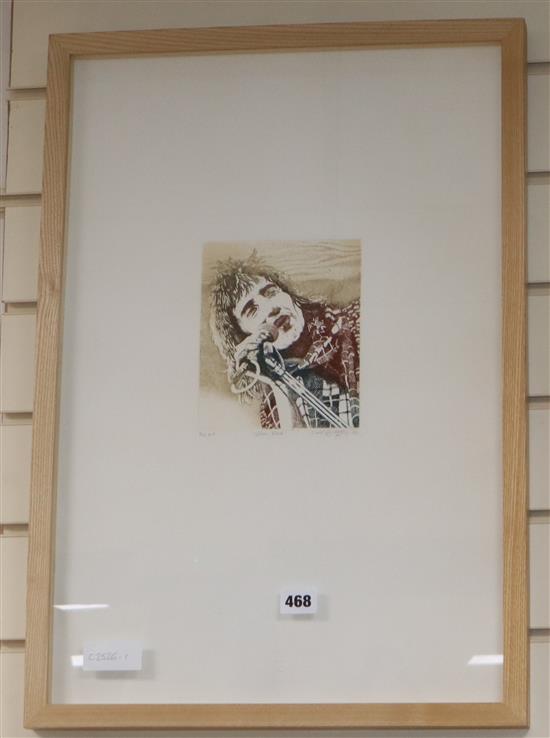 David Oxtoby (b.1938), artist proof print, Blue Rod, signed and dated 74, 2/10, 52 x 38cm